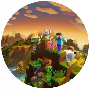 OPŁATEK NA TORT 20CM Minecraft NAPIS IMIĘ Prezent
