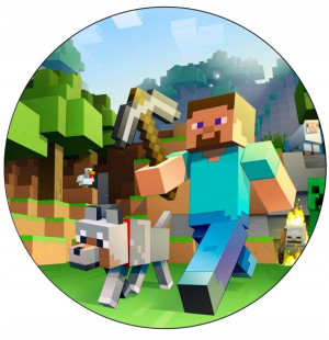 OPŁATEK NA TORT 20CM Minecraft NAPIS IMIĘ Prezent
