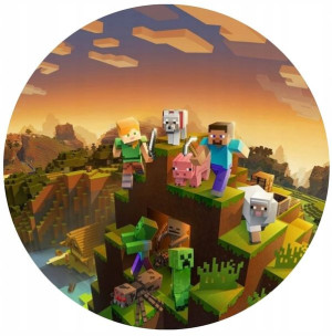 OPŁATEK NA TORT 20CM Minecraft NAPIS IMIĘ Prezent