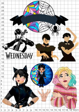 Opłatek Na Tort Wednesday Addams Jenna Topper A4