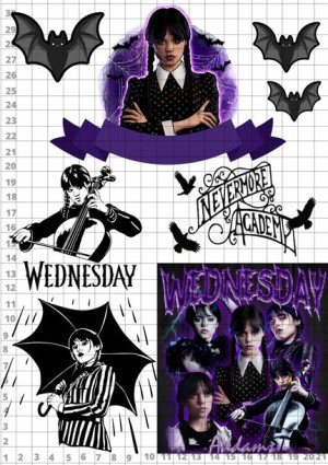 Opłatek Na Tort Topper A4 Wednesday Jenna Ortega