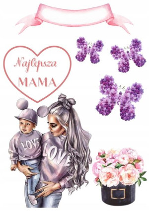 Opłatek Na Tort Dzień Mamy Matki Zestaw 3xgratis C