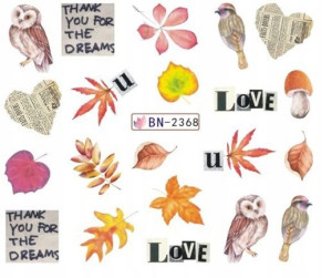 bn2368 Naklejki wodne jesień kolorow liście autumn