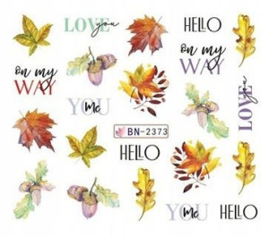 bn2373 Naklejki wodne jesień kolorow liście autumn