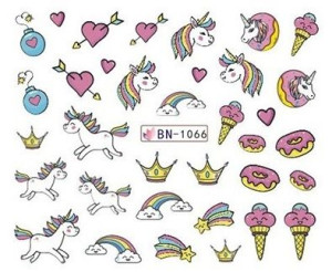 BN1066 NAKLEJKI WODNE paznokcie jednorożec unicorn