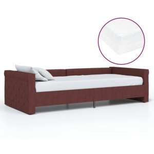 Łóżko dzienne z materacem i USB, fioletowe, tkanina, 90x200 cm