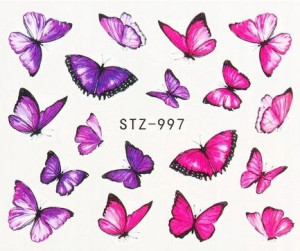 STZ997 NAKLEJKI WODNE na paznokcie motyle motylki