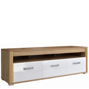Szafka RTV dwudrzwiowa z szufladą hikora naturalna 140cm GRAND