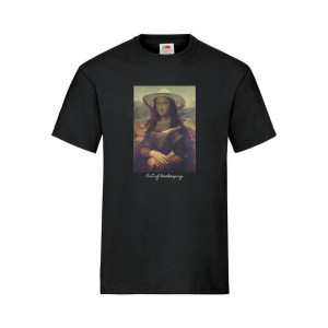 Koszulka bawełniana z nadrukiem Mona Lisa |(czarna) - wzór KA47 L