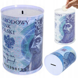 Skarbonka Metalowa Na Pieniądze Puszka Banknot