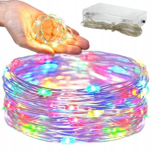 Lampki Druciki 100 Led Na Baterie 10m Multikolor