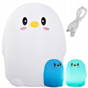 Lampka Nocna Dla Dzieci Led Pingwin Rgb Dotyk Usb