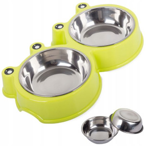 Miska Podwójna Dla Psa Kota Metalowa 300ml X 2