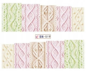 BN519 Naklejki wodne na paznokcie sweter zima