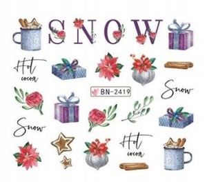 bn2419 Naklejki wodne zima święta xmas świąteczne