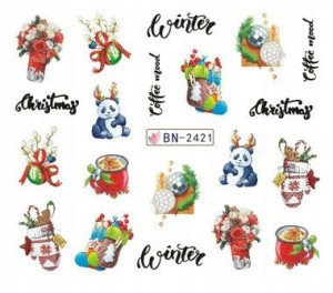 bn2421 Naklejki wodne zima święta xmas świąteczne