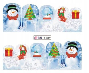 BN1389 Naklejki wodne zima śnieżynki choinka xmas