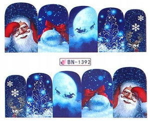 BN1392 Naklejki wodne zima śnieżynki choinka xmas