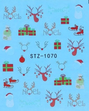STZ1070 Naklejki wodne zima święta renifer Rudolf