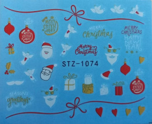 STZ1074 Naklejki wodne prezenty mikołaj napisy