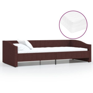 Łóżko dzienne z materacem i USB, fioletowa tkanina, 90x200 cm