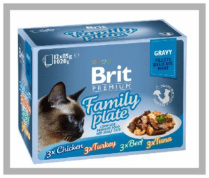 Brit Premium Cat Family Plate 12x85g Gravy. Mix smaków dla kota