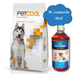 PETCOOL Daily Fresh dla dorosłych psów 18kg + Olej z łososia dla psów i kot