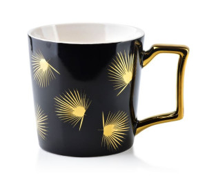 Czarny Złoty Kubek Porcelanowy Do Kawy Herbaty 400ml