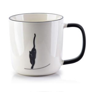 Biały Kot Kubek Porcelanowy Do Kawy Herbaty 360ml