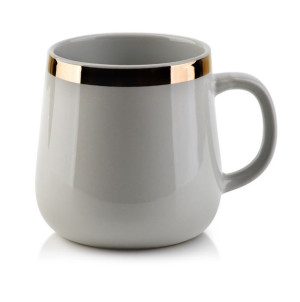 Szary Złoty Duży Kubek Porcelanowy Do Kawy 500ml