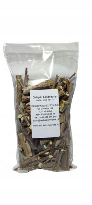 Gałązki Leszczyny 100g Przysmak Królika Gryzonia