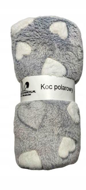Kocyk Dla Psa Polarowy Szare Serca 100x70 Koc