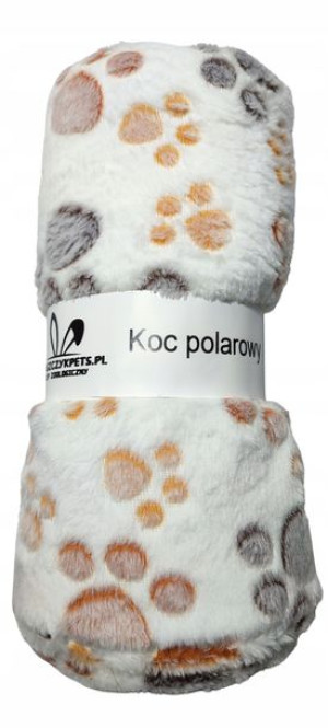Kocyk Dla Psa Polarowy Łapki 100x70 Koc Miękki