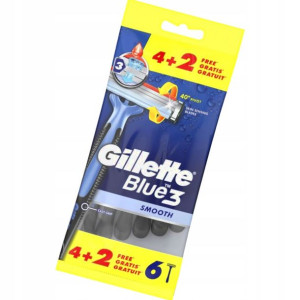 GILLETTE MASZYNKA JEDNORAZOWA BLUE3 smooth 6szt