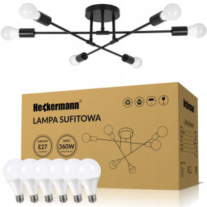 Lampa Sufitowa Wisząca Loft 6x Kule Led + Żarówki