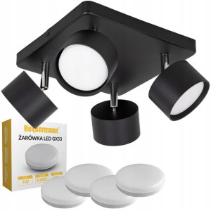 Lampa 4 Puntkowa Sufitowa Spot Led 4x Żarówka Gx53