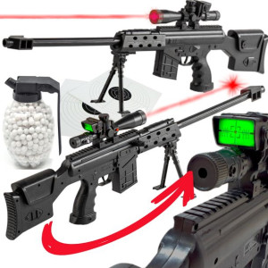 Karabin Snajperka Na Kulki 6mm Replika ASG z Laserem i Atrapą Kolimatora +