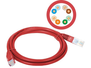 Patch-cord U/UTP kat.5e PVC 3.0m czerwony ALANTEC - ALANTEC