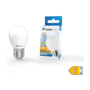 Żarówka Led E27 5,5w 605lm G45 Kulka B. Ciepła Milk