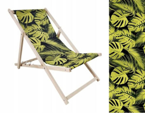 Leżak Drewniany premium ZIELONE HAWAJSKIE LIŚCIE