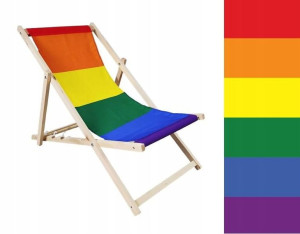 Leżak Drewniany premium TĘCZA WIELOKOLOROWA