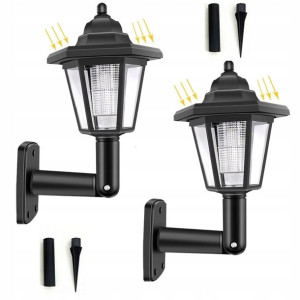 2 x LAMPA SOLARNA OGRODOWA ścienna/wbijana retro