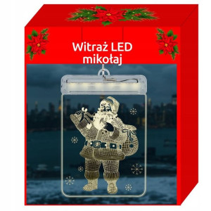 Witraż LED 3D Ozdoba na Okno Lampki Świąteczne