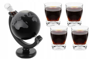 Karafka Globus DeLuxe Do Whisky Zestaw 4 Szklanki