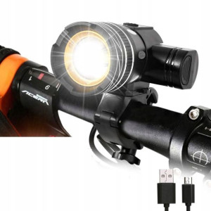 Lampka Rowerowa Mocna Dioda T-6 Przód + Uchwyt