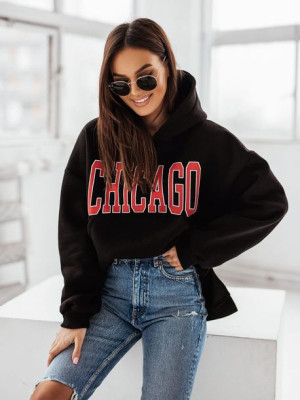 Bluza Chicago ocieplana z kapturem CZARNA