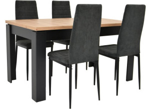 4 krzesła SZTRUKS grafit i stół 80x140/180