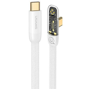 Kabel kątowy USAMS USB-C - USB-C PD 100W Iceflake Series 1,2m biały/white S