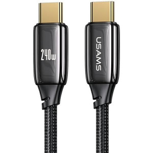Kabel USAMS U82 USB-C - USB-C 2m 240W PD 3.1 pleciony czarny SJ581USB01 (US