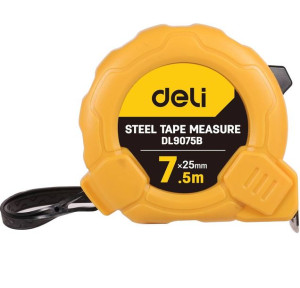 Miara zwijana Deli Tools EDL9075B, 7.5m/25mm (żółta)